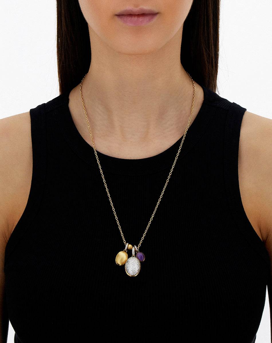 Nanis Collana A Catena Con Charms Pendenti "boules" In Oro Inciso, Diamanti – Nanis Italian Jewels