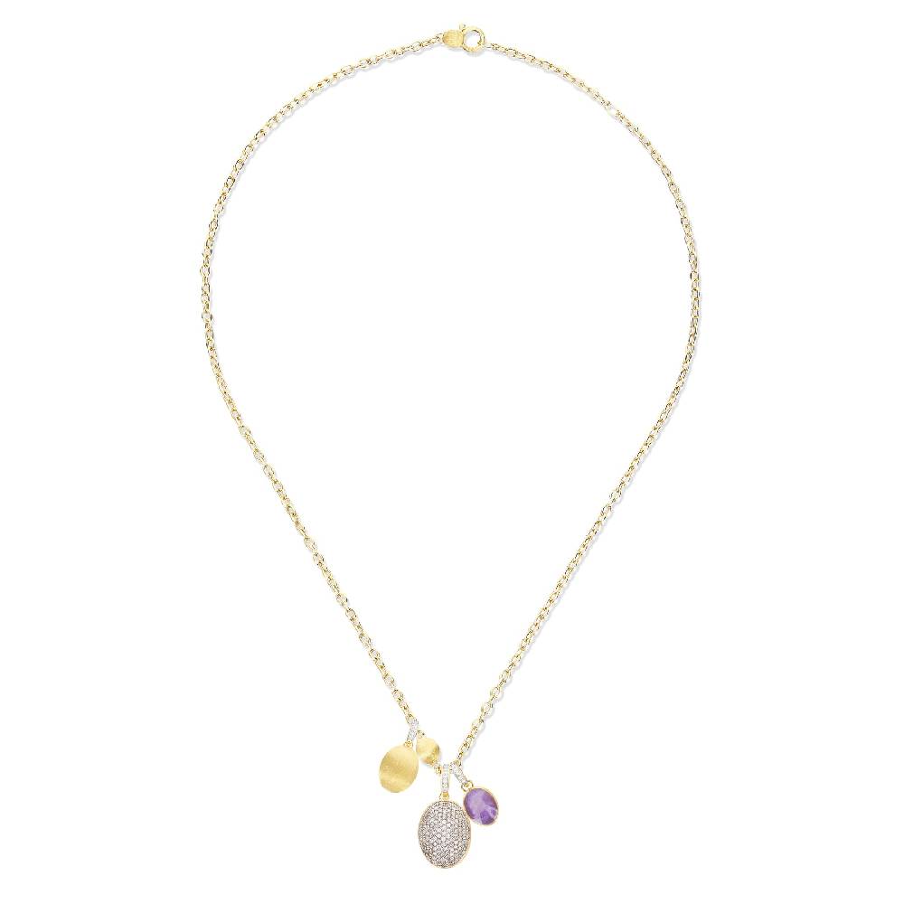 Nanis Collana A Catena Con Charms Pendenti "boules" In Oro Inciso, Diamanti – Nanis Italian Jewels