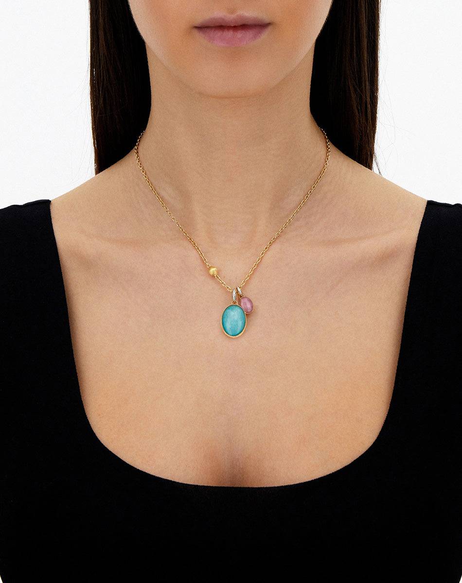 Nanis Collana A Catena Con Charms Pendenti "boules" In Oro Inciso, Diamanti – Nanis Italian Jewels