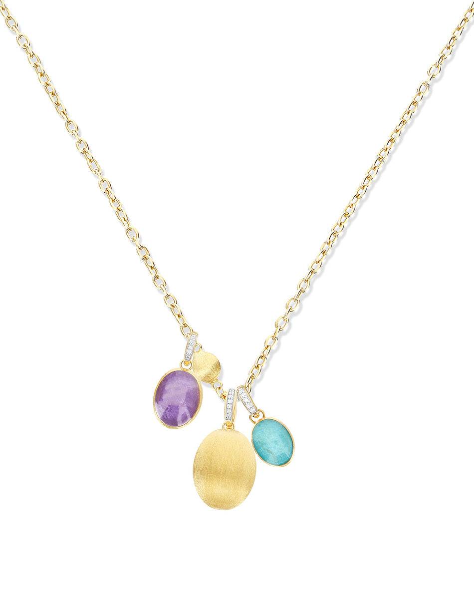 Nanis collana a catena con charms pendenti "boules" in oro inciso, diamanti – Nanis Italian Jewels