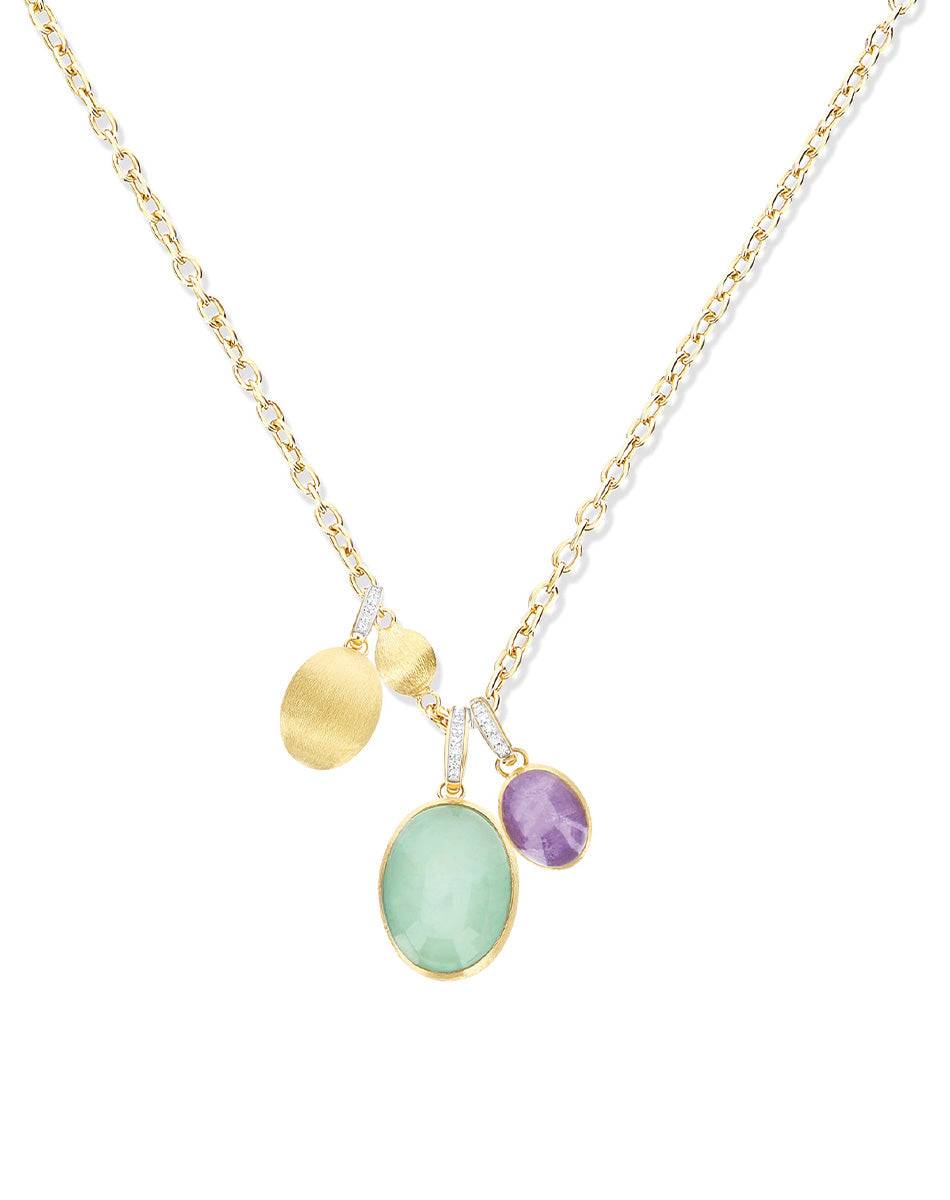 Nanis collana a catena con charms pendenti "boules" in oro inciso, diamanti – Nanis Italian Jewels