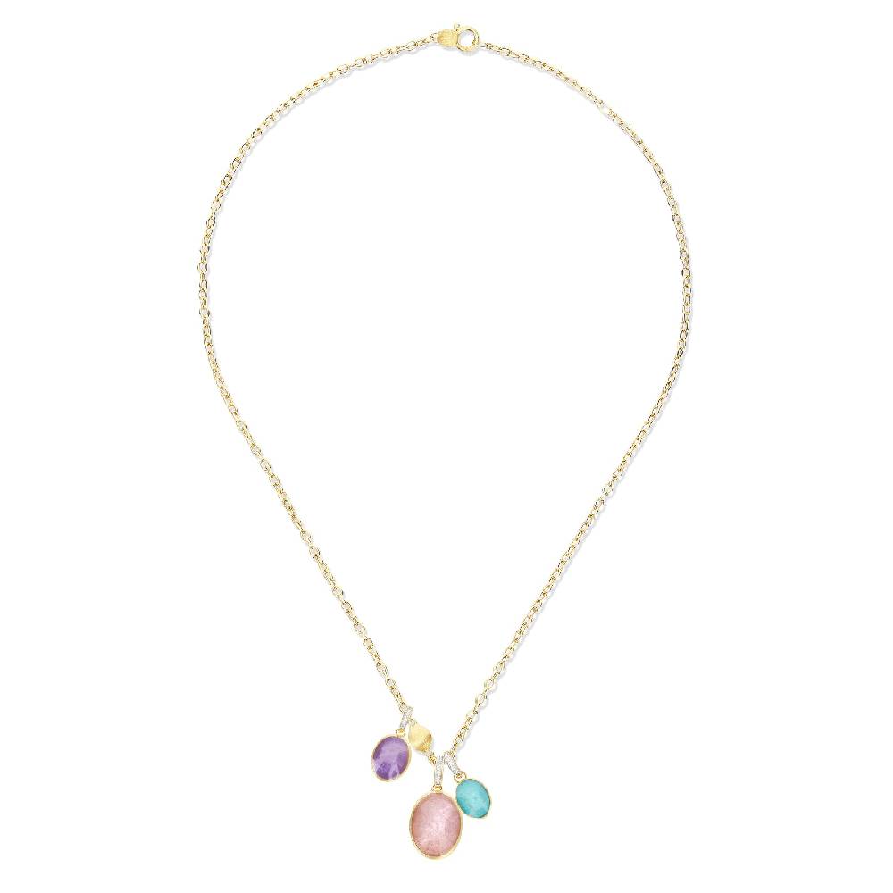 Nanis Collana A Catena Con Charms Pendenti "boules" In Oro Inciso, Diamanti – Nanis Italian Jewels