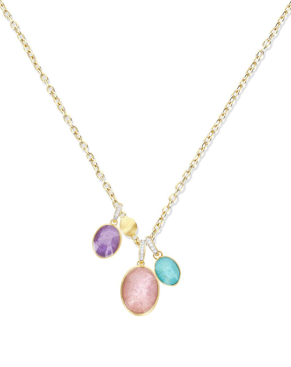 Nanis collana a catena con charms pendenti "boules" in oro inciso, diamanti – Nanis Italian Jewels