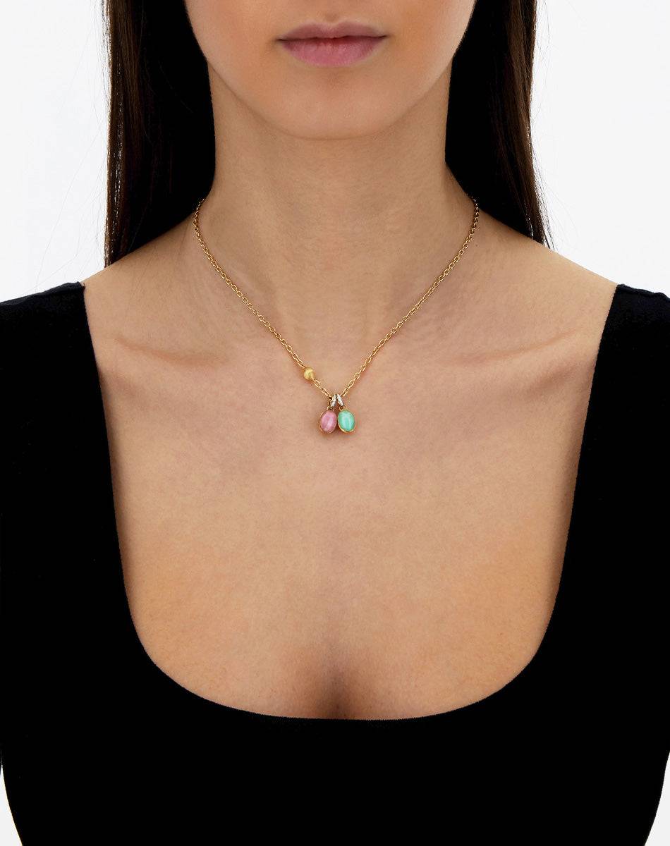 Nanis Collana A Catena Con Charms Pendenti "boules" In Oro Inciso, Diamanti – Nanis Italian Jewels