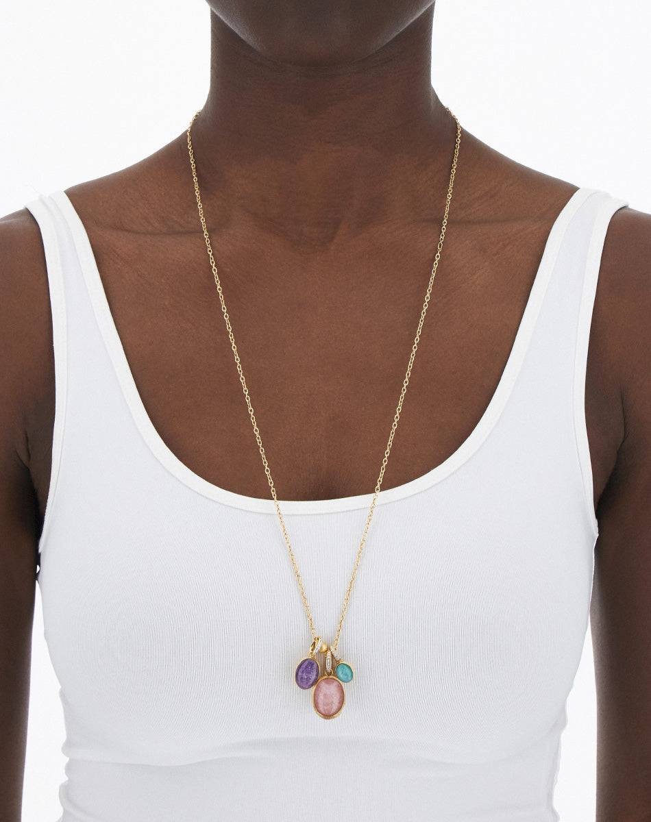 Nanis Collana A Catena Con Charms Pendenti "boules" In Oro Inciso, Diamanti – Nanis Italian Jewels