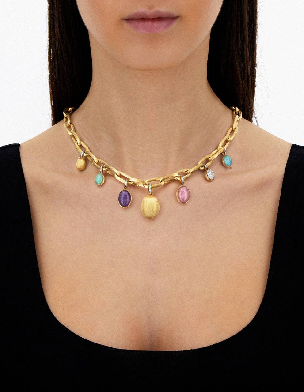 Nanis Collana A Catena "libera" Con Charms Colorati In Oro, Diamanti E Pietr – Nanis Italian Jewels