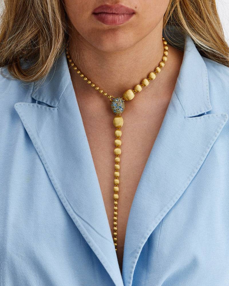 Nanis Collana A Y "DANCING REVERSE" Double Face In Oro, Diamanti Blu, Topazi – Nanis Italian Jewels