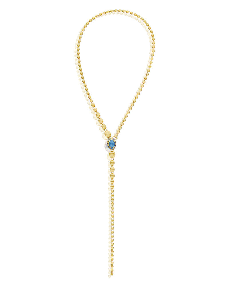 Nanis Collana a Y "DANCING REVERSE" double face in oro, diamanti blu, topazi – Nanis Italian Jewels