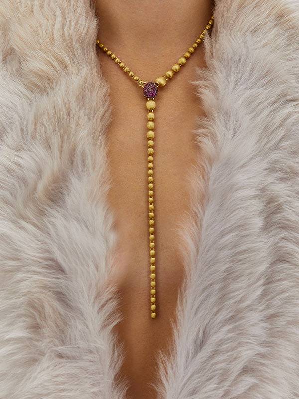 Nanis Collana A Y "DANCING REVERSE" Double Face In Oro, Zaffiri Rosa, Rubini – Nanis Italian Jewels