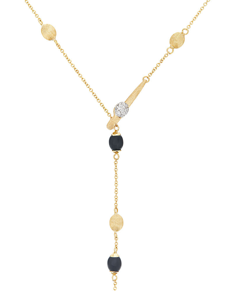 Nanis Collana A Y "SOFFIO" In Oro, Diamanti E Onice Nero – Nanis Italian Jewels