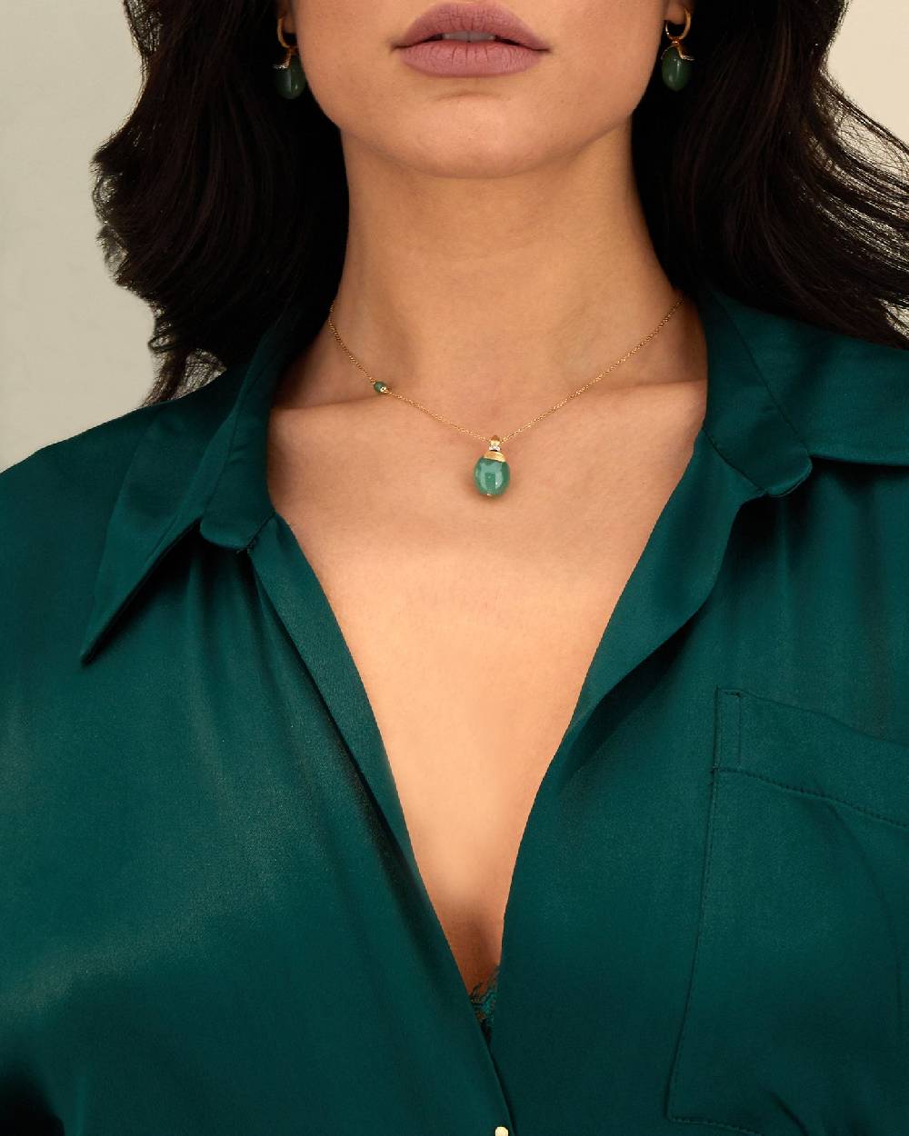 Nanis Collana "AMAZZONIA" In Oro E Avventurina Verde (corta) – Nanis Italian Jewels