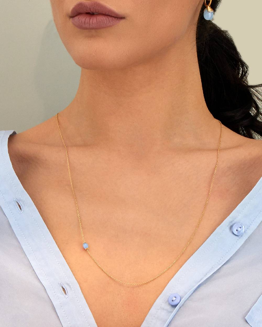 Nanis Collana "AZURE" In Oro E Acquamarina Milk (lunga) – Nanis Italian Jewels