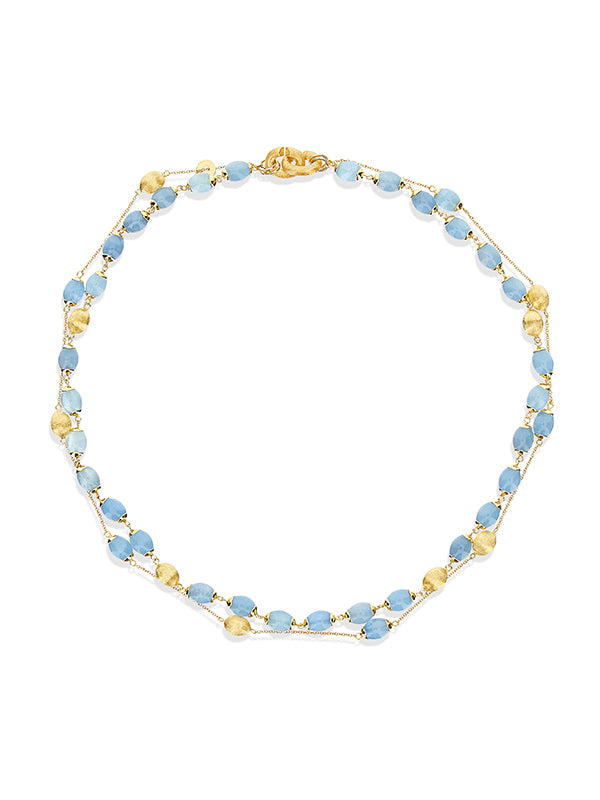 Nanis Collana "DANCING AZURE" 3 in 1 in oro e acquamarina – Nanis Italian Jewels