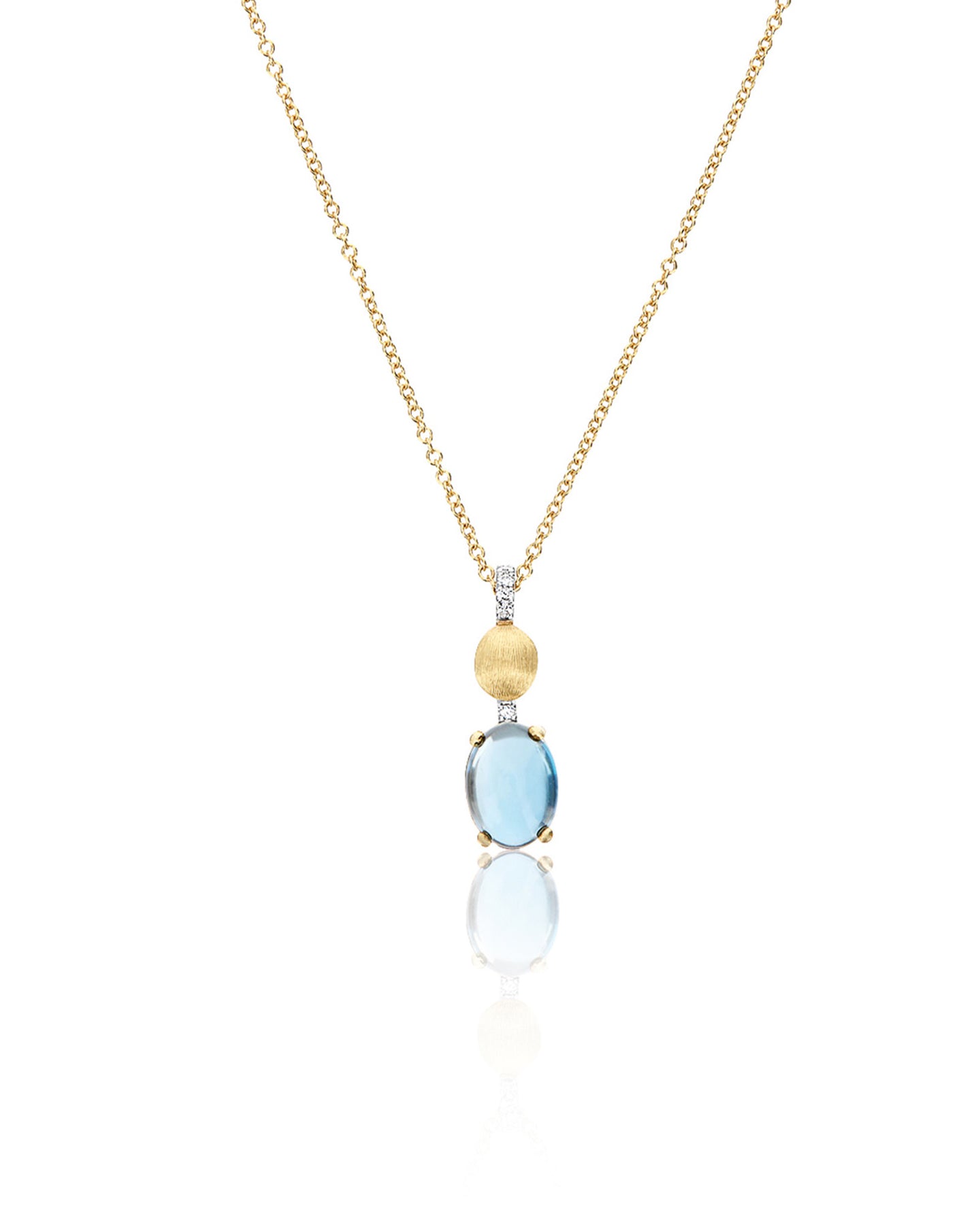 Nanis Collana "DANCING AZURE" con ciondolo pendente in oro, diamanti e topaz – Nanis Italian Jewels