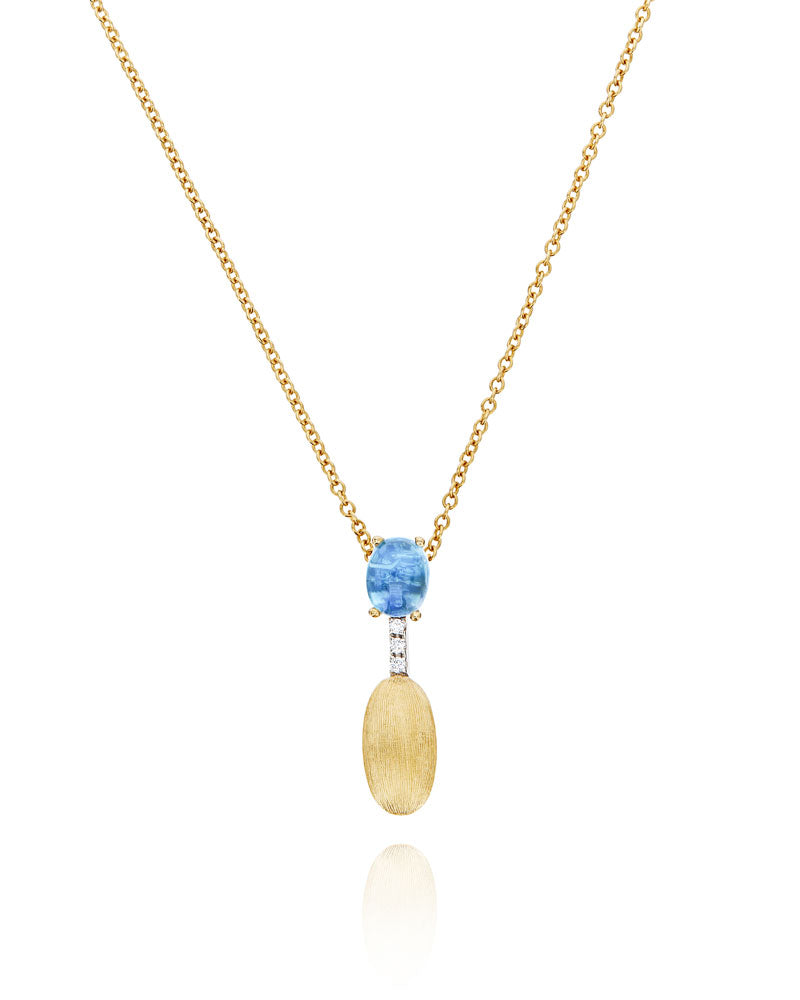 Nanis Collana "DANCING AZURE" pendente con ciondolo in oro, diamanti e topaz – Nanis Italian Jewels
