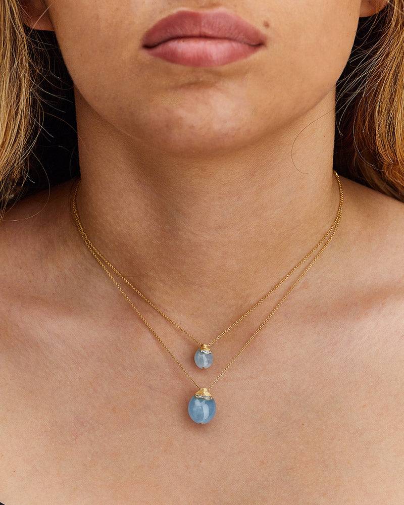 Nanis Collana "DANCING AZURE" Pendente Con Ciondolo In Oro, Diamanti E Acqua – Nanis Italian Jewels