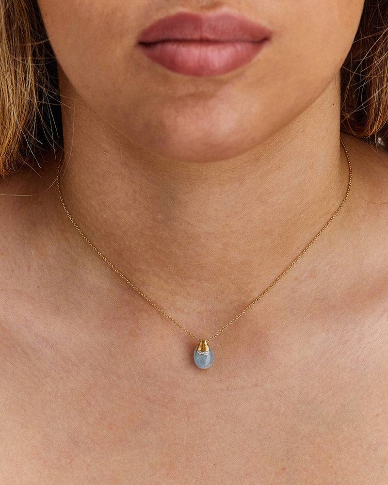Nanis Collana "DANCING AZURE" Pendente Con Ciondolo In Oro, Diamanti E Acqua – Nanis Italian Jewels