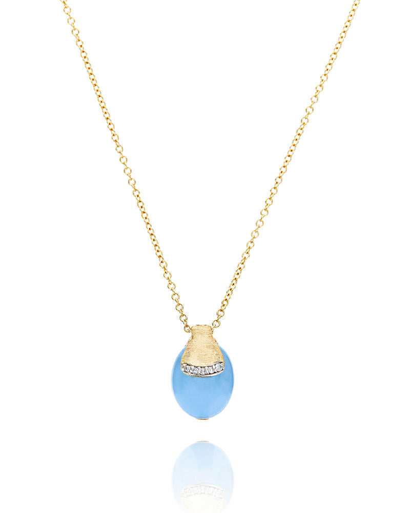 Nanis Collana "DANCING AZURE" pendente con ciondolo in oro, diamanti e acqua – Nanis Italian Jewels