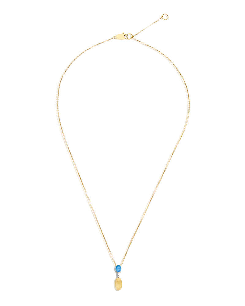 Nanis Collana "DANCING AZURE" Pendente Con Ciondolo In Oro, Diamanti E Topaz – Nanis Italian Jewels