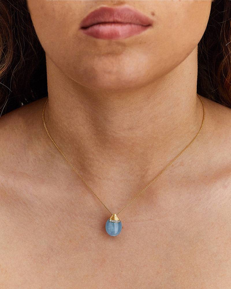 Nanis Collana "DANCING AZURE" Pendente Con Ciondolo In Oro, Diamanti E Acqua – Nanis Italian Jewels