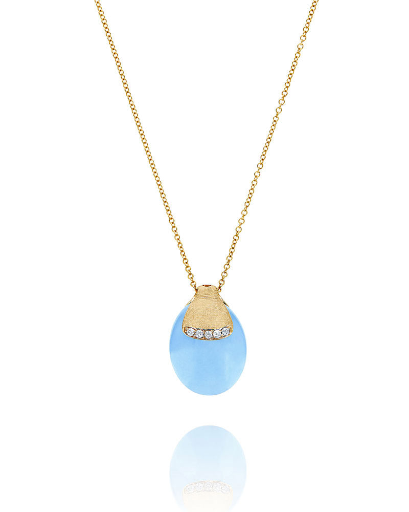Nanis Collana "DANCING AZURE" pendente con ciondolo in oro, diamanti e acqua – Nanis Italian Jewels