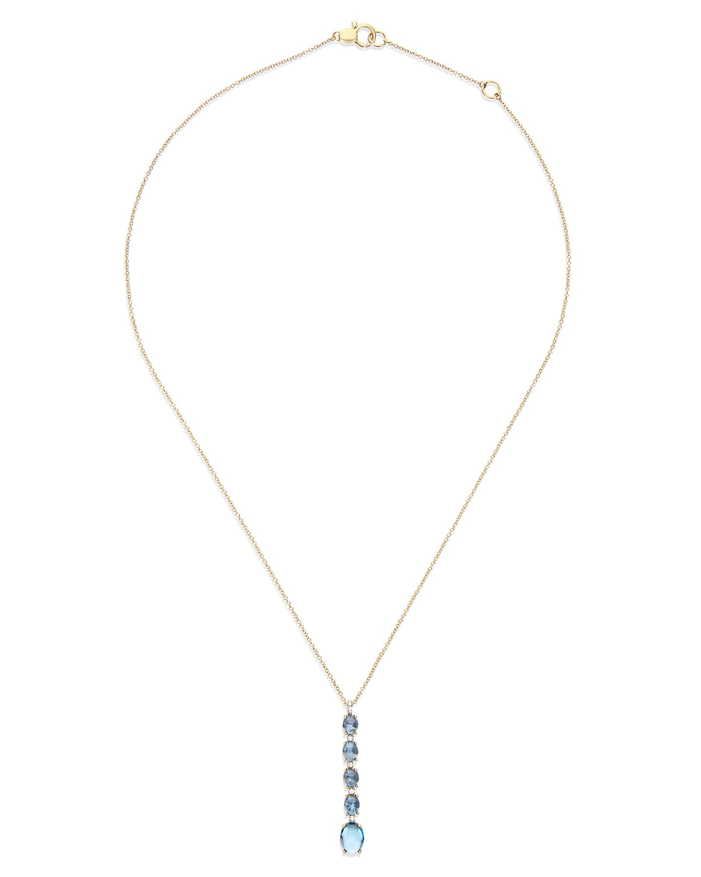 Nanis Collana "DANCING AZURE" Pendente Lunga In Oro, Diamanti E Topazio Lond – Nanis Italian Jewels