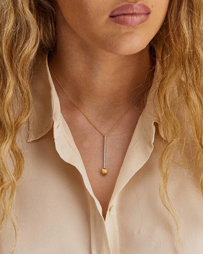 Nanis Collana "DANCING ÉLITE" Con Ciondolo Elegante In Oro E Barrette Di Dia – Nanis Italian Jewels