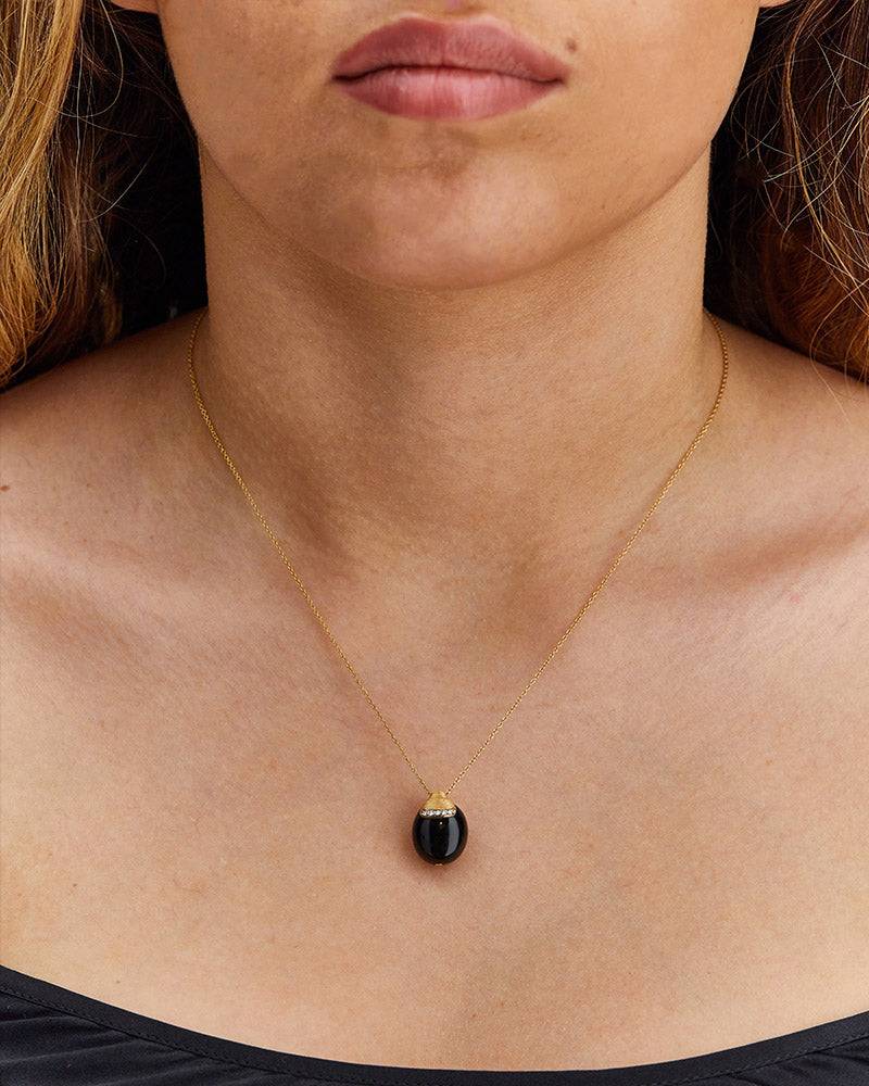 Nanis Collana "DANCING MYSTERY BLACK" Pendente In Oro Con Boule In Onice Ner – Nanis Italian Jewels