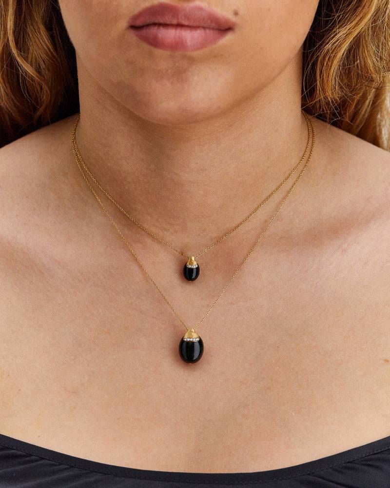 Nanis Collana "DANCING MYSTERY BLACK" Pendente In Oro Con Boule In Onice Ner – Nanis Italian Jewels