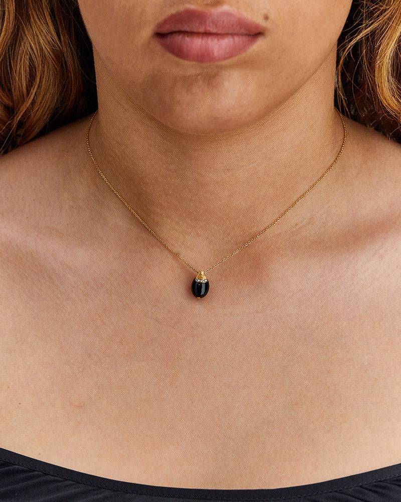 Nanis Collana "DANCING MYSTERY BLACK" Pendente In Oro Con Boule In Onice Ner – Nanis Italian Jewels