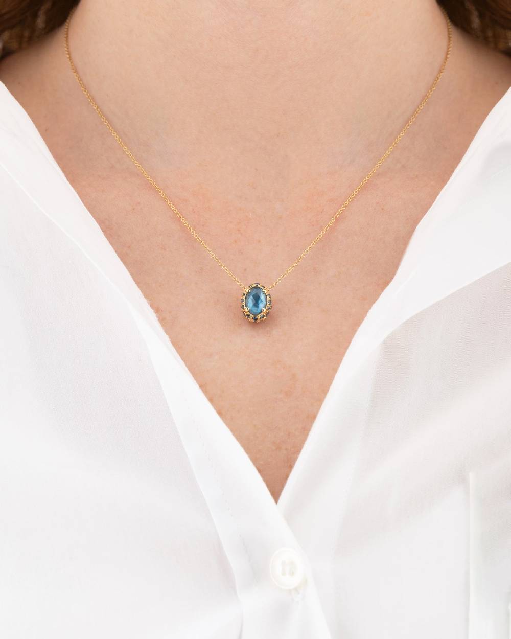 Nanis Collana "DANCING REVERSE" Double Face In Oro, Diamanti Blu, Topazio Az – Nanis Italian Jewels