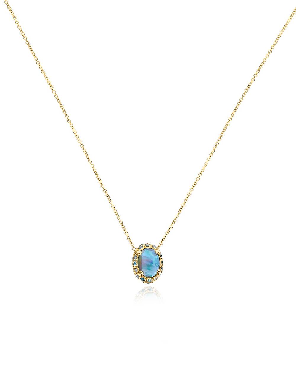 Nanis Collana "DANCING REVERSE" double face in oro, diamanti blu, topazio az – Nanis Italian Jewels