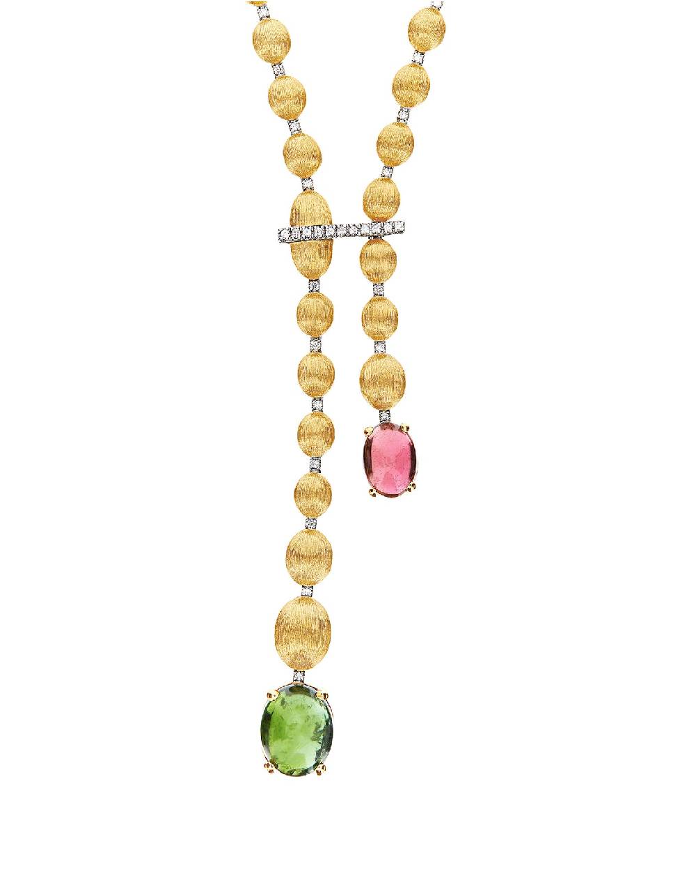 Nanis Collana "DANCING TOURMALINES" In Oro, Diamanti, Tormaline Rosa E Verdi – Nanis Italian Jewels
