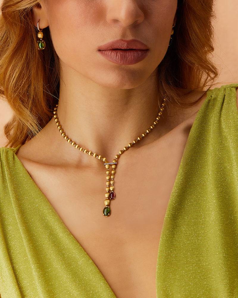 Nanis Collana "DANCING TOURMALINES" In Oro, Diamanti, Tormaline Rosa E Verdi – Nanis Italian Jewels