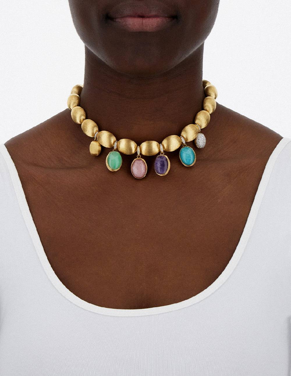 Nanis Collana Di Perle "muse" Con Charms Colorati In Oro, Diamanti E Pietre – Nanis Italian Jewels