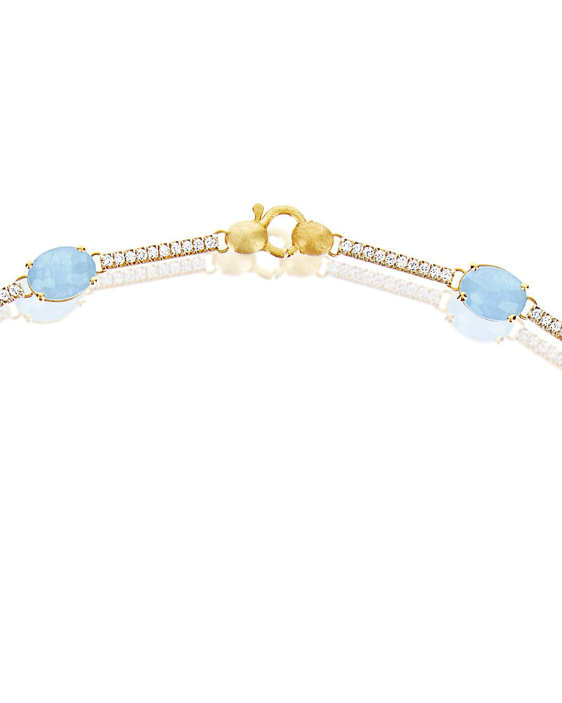 Nanis Collana Girocollo "ARIA" In Oro, Acquamarina E Barrette Di Diamanti – Nanis Italian Jewels