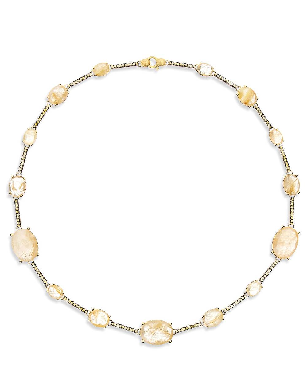 Nanis Collana girocollo "ARIA" in oro, quarzo rutilato giallo e barrette di – Nanis Italian Jewels