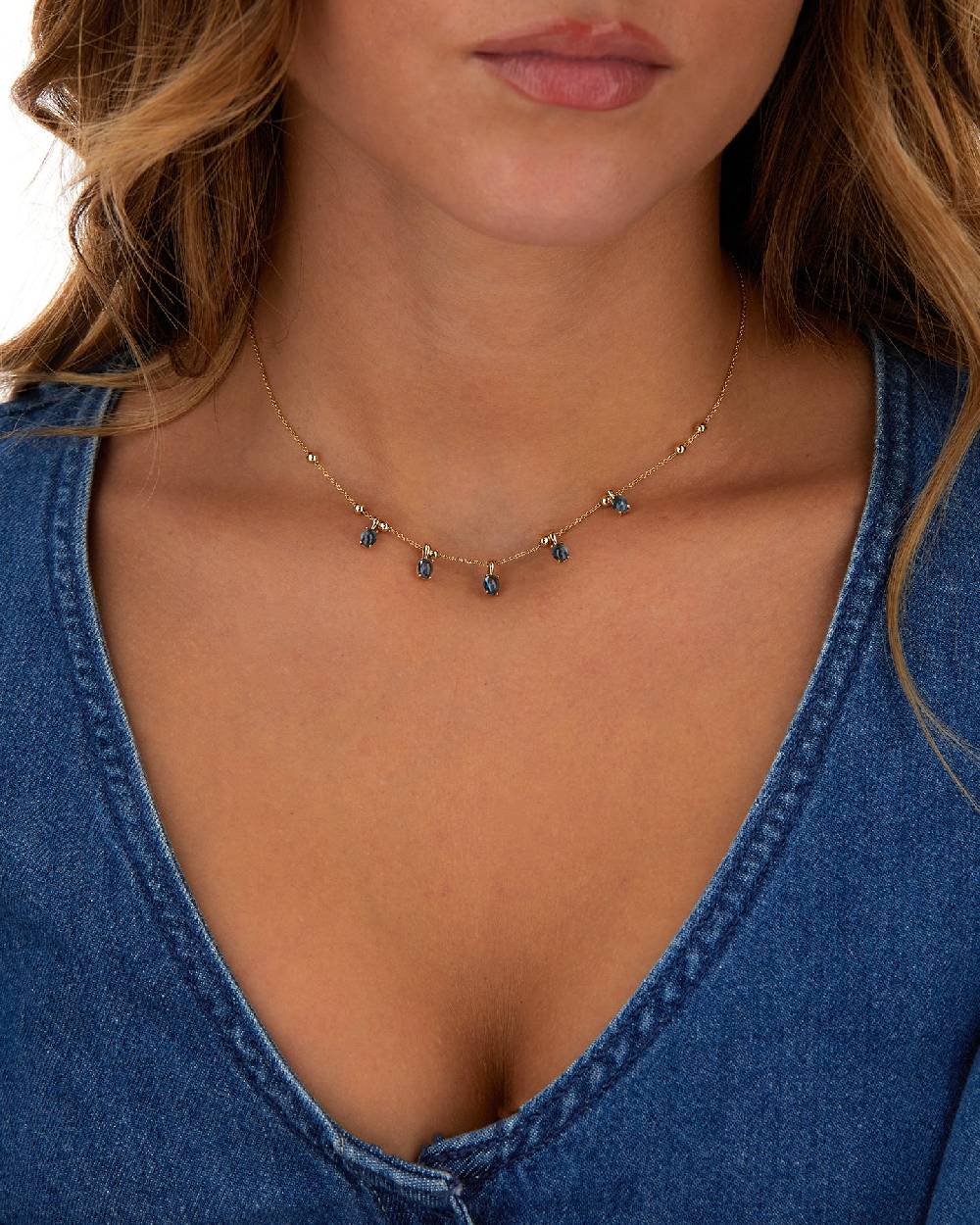 Nanis Collana Girocollo "DANCING AZURE" In Oro E Topazio London Blu – Nanis Italian Jewels