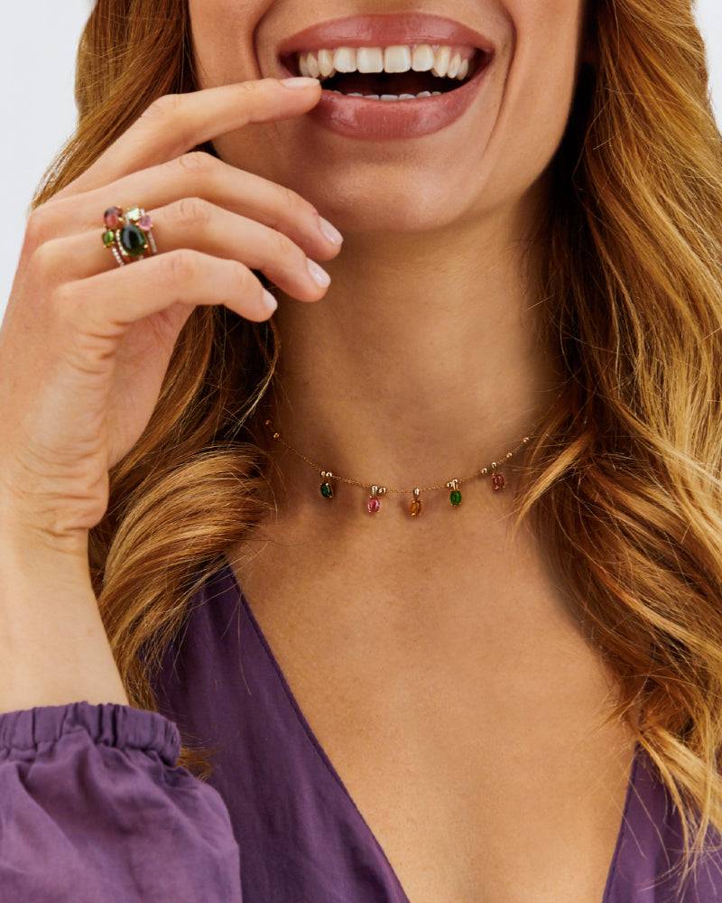 Nanis Collana Girocollo "DANCING TOURMALINES" In Oro E Tormaline Colorate – Nanis Italian Jewels