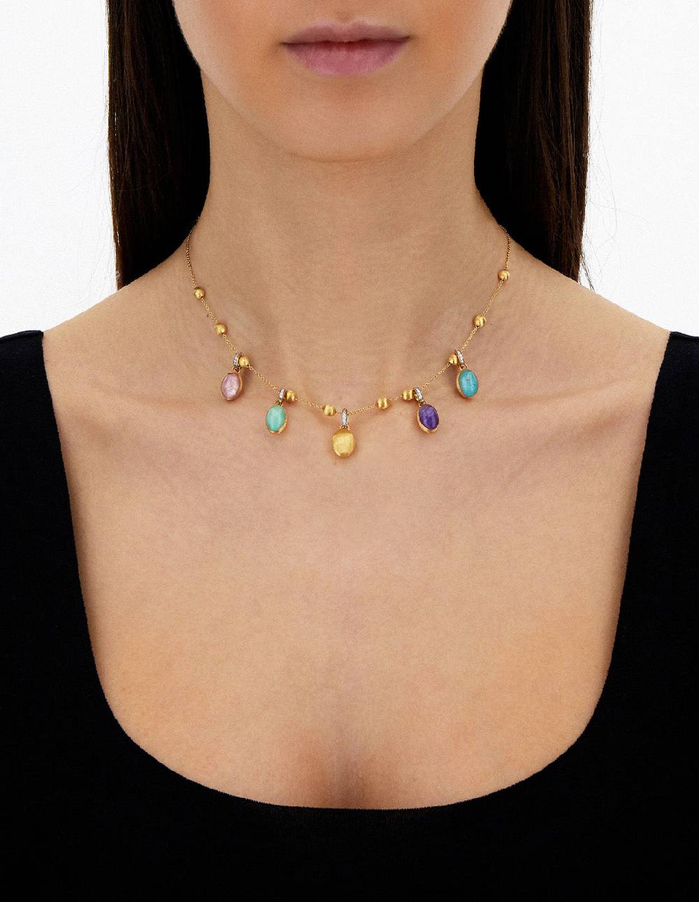 Nanis Collana Girocollo "soffio" Con Charms Colorati In Oro, Diamanti E Piet – Nanis Italian Jewels
