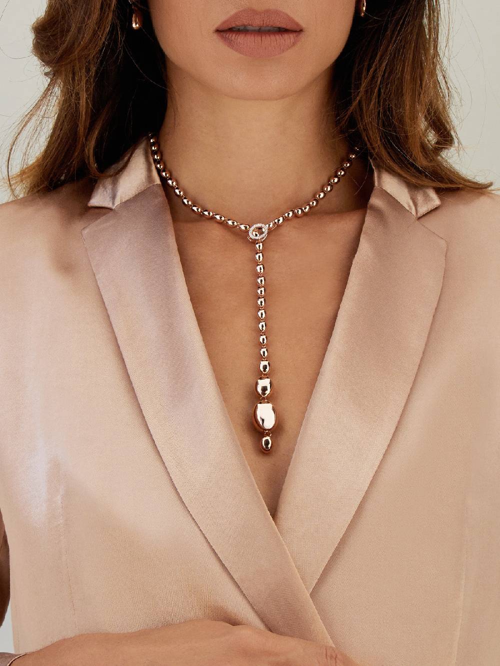 Nanis Collana Iconica "IVY" Convertibile Con Boules In Oro Rosa E Diamanti – Nanis Italian Jewels