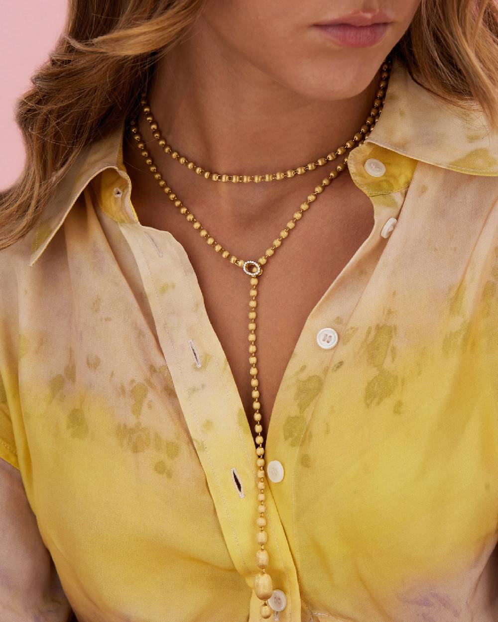 Nanis Collana Iconica "IVY Slim" Convertibile Con Boules In Oro Incise A Man – Nanis Italian Jewels