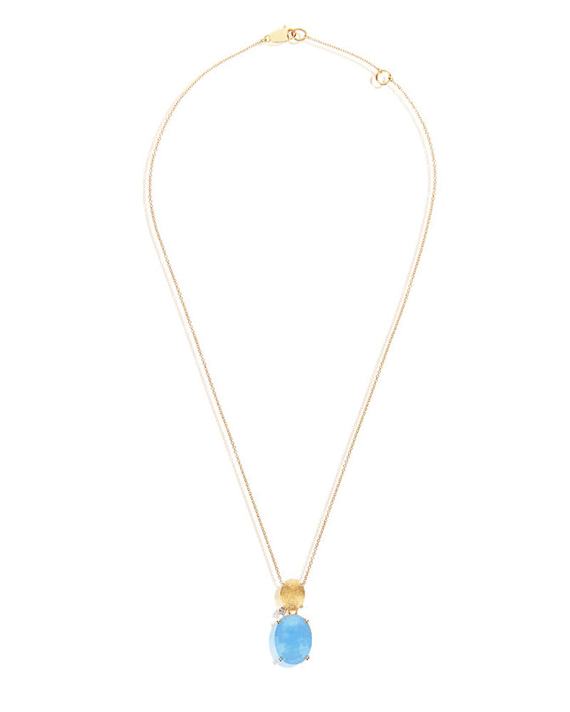 Nanis Collana "IPANEMA" Con Boule Pendente In Oro, Acquamarina E Dettaglio D – Nanis Italian Jewels