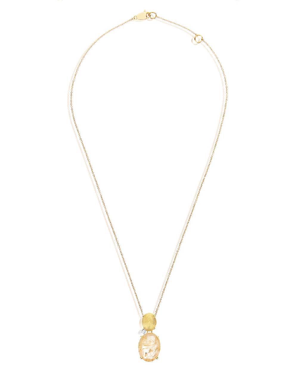 Nanis Collana "IPANEMA" Con Boule Pendente In Oro, Quarzo Rutilato Giallo E – Nanis Italian Jewels