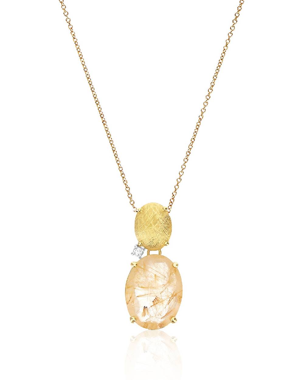 Nanis Collana "IPANEMA" con boule pendente in oro, quarzo rutilato giallo e – Nanis Italian Jewels
