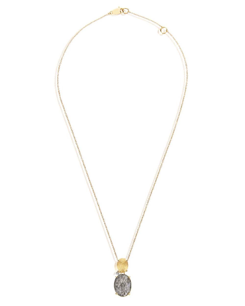 Nanis Collana "IPANEMA" Con Boule Pendente In Oro, Quarzo Rutilato Grigio E – Nanis Italian Jewels