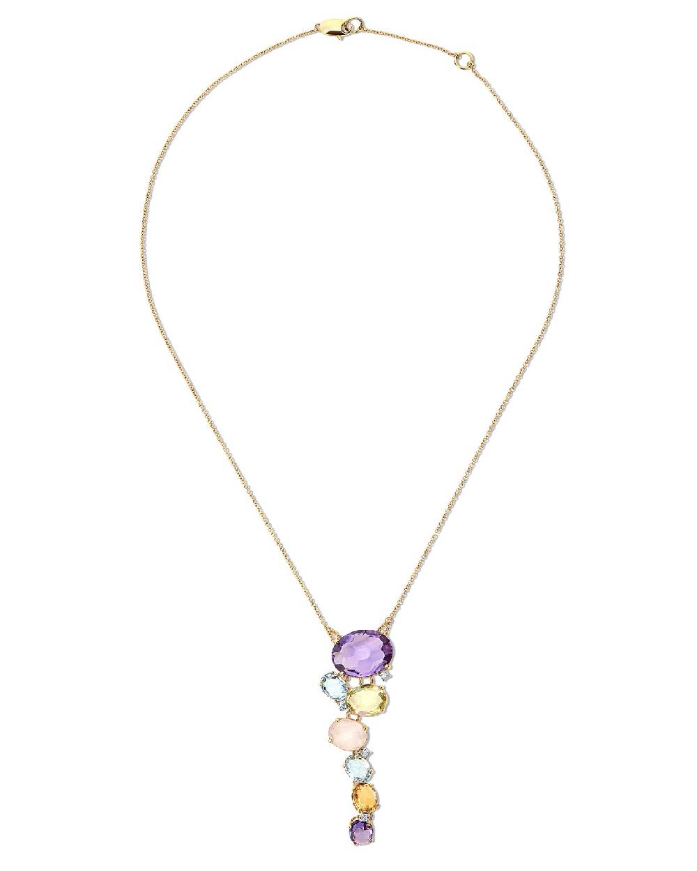 Nanis Collana "IPANEMA"con Pendente In Oro, Ametista, Topazio Blu, Quarzo E – Nanis Italian Jewels