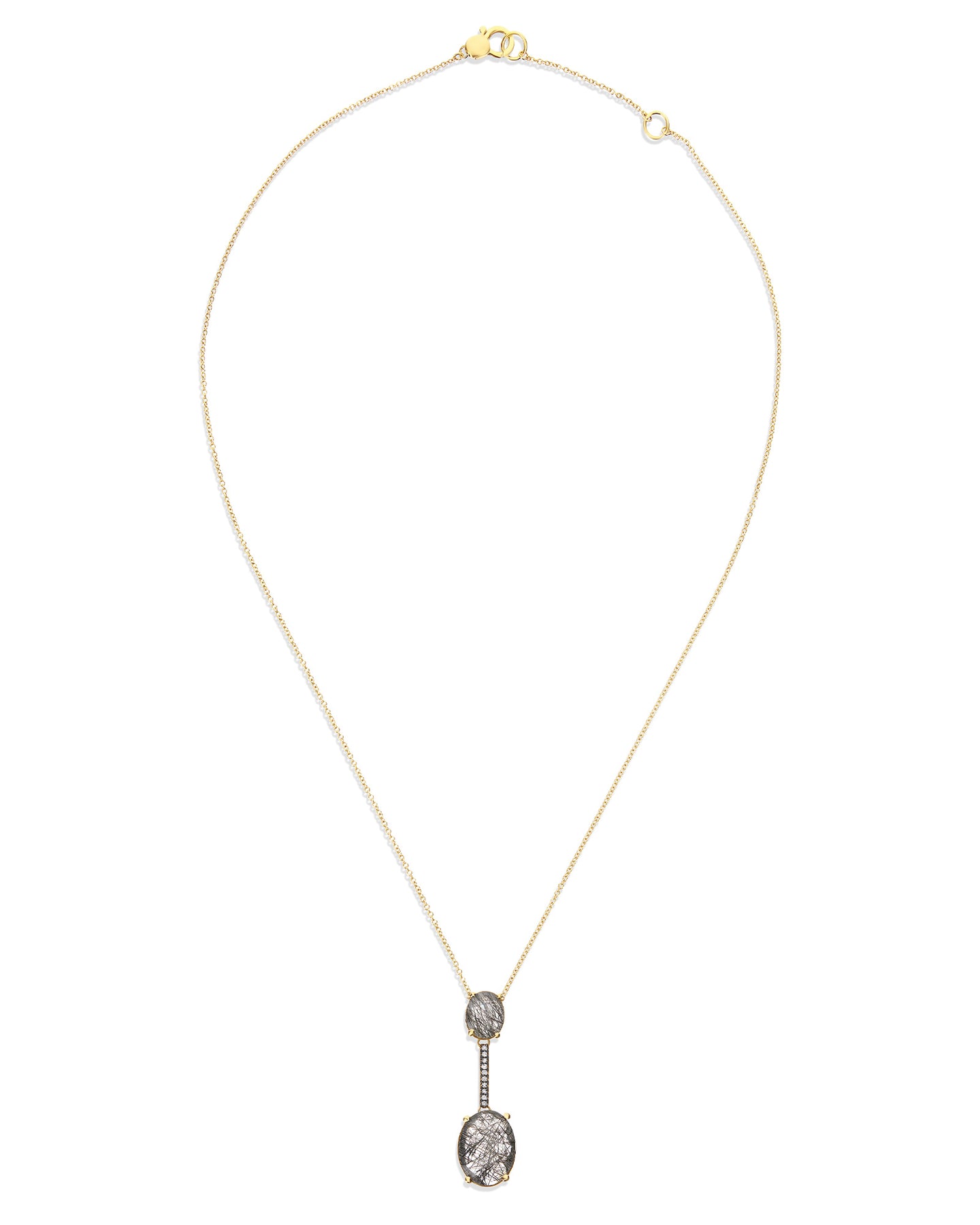 Nanis Collana "IPANEMA" Con Pendente In Oro, Quarzo Rutilato Grigio E Barret – Nanis Italian Jewels