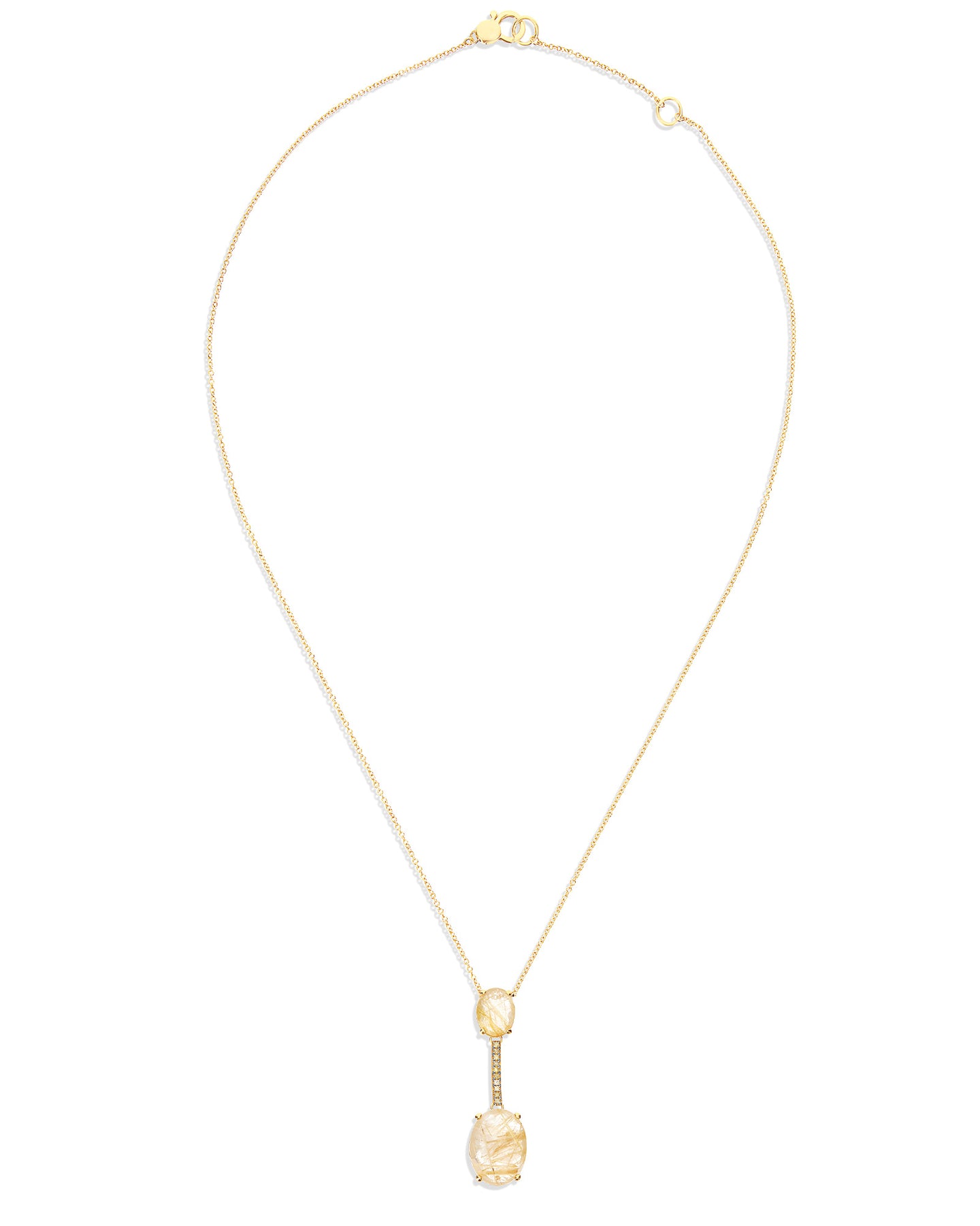 Nanis Collana "IPANEMA" Con Pendente In Oro, Quarzo Rutilato Giallo E Barret – Nanis Italian Jewels