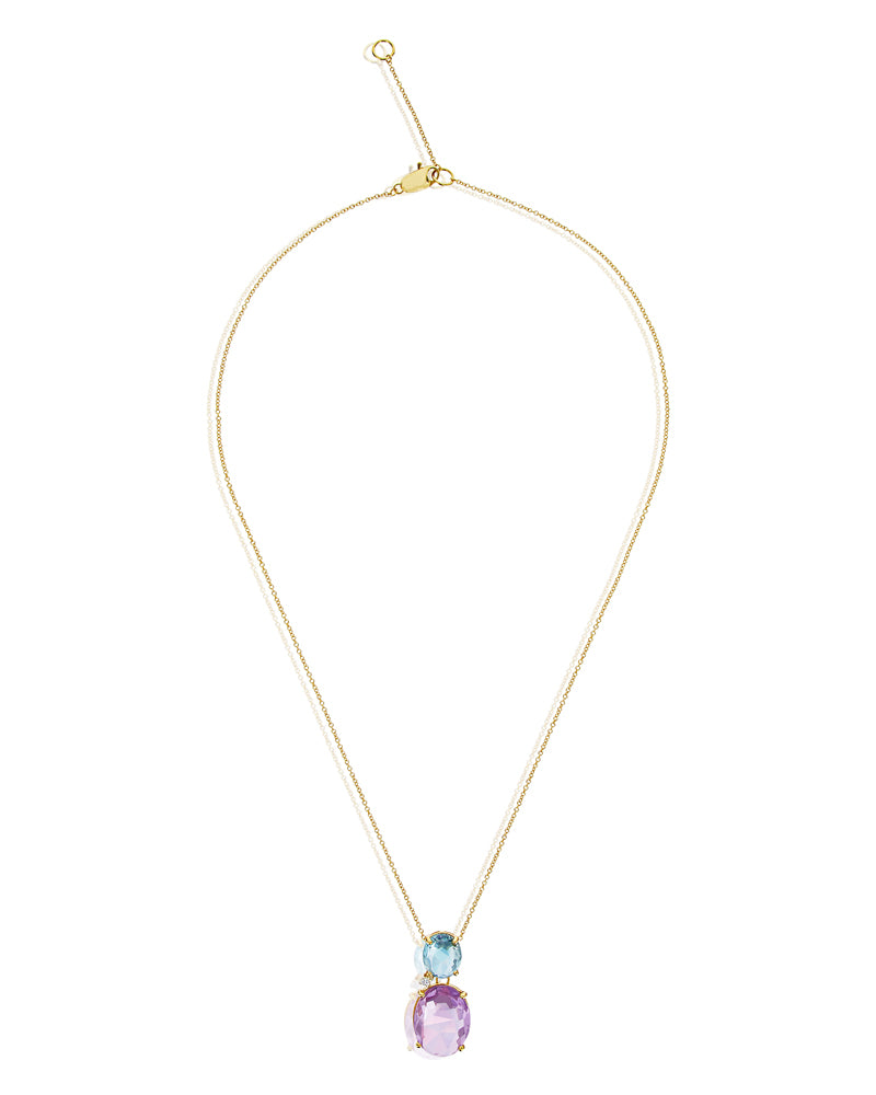 Nanis Collana "IPANEMA" In Oro, Ametista, Topazio Blu E Dettaglio Di Diamant – Nanis Italian Jewels